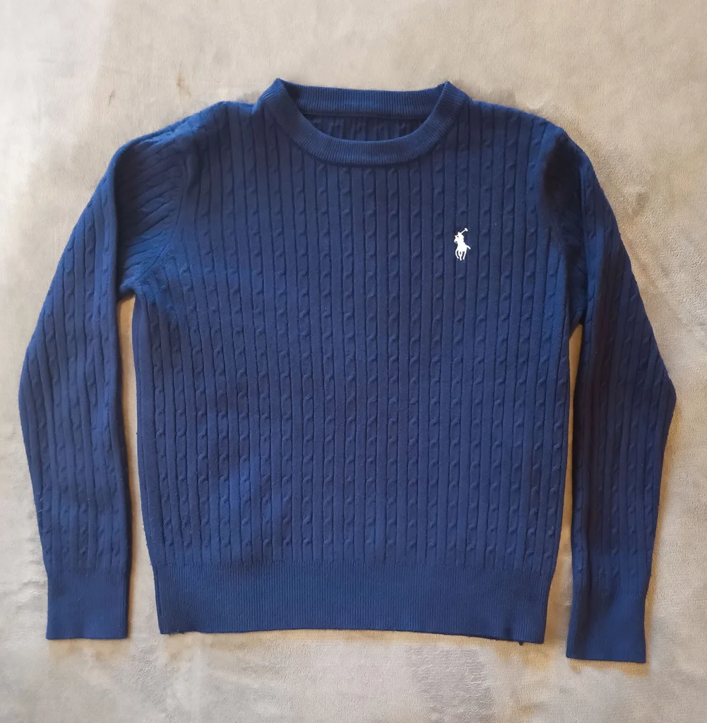 Pull femme Ralph Lauren mailles torsadées taille M très bon état coloris bleu ma